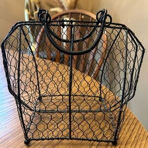 Purse bag basket - black metal - chicken wire - farm farmhouse